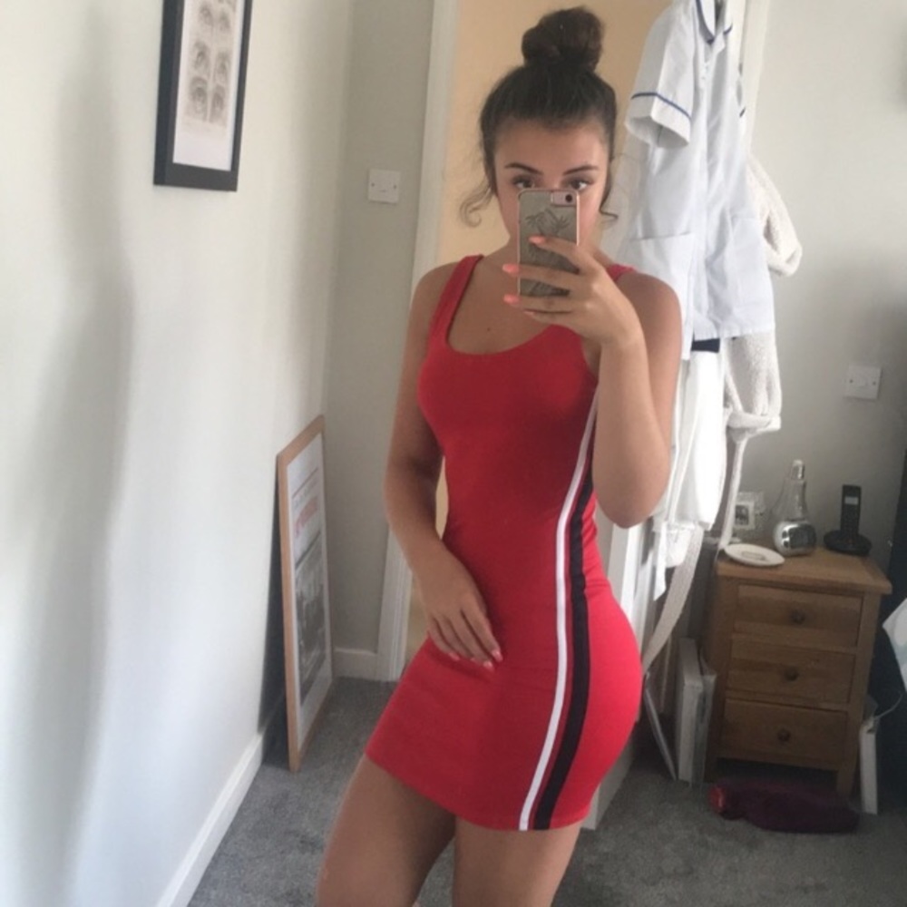 Sexy Sporty Red body con dress